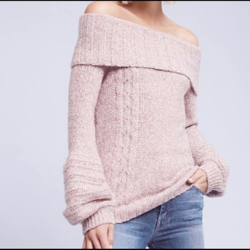 Anthropologie - sleeping on snow off the shoulder sweater